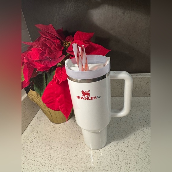 Stanley 40oz 2025 Christmas Limited Ed White Tumbler w candy cane Straw - USED - Picture 4 of 14